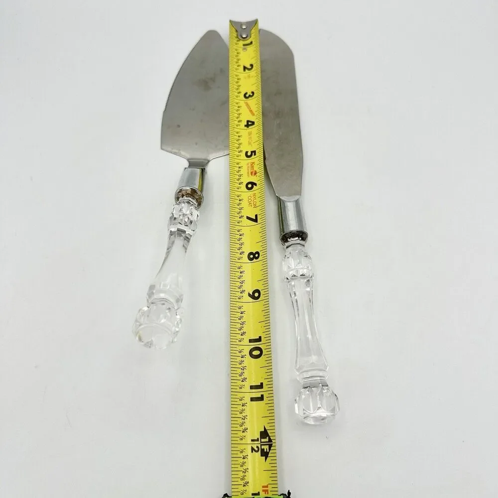 Cake Knife & Server Acrylic Stainless Steel Faux Crystal Handle Wedding Party